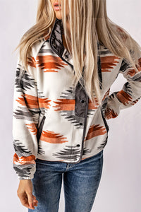 Online Multicolour Western Aztec Snap Buttoned Fleece Jacket