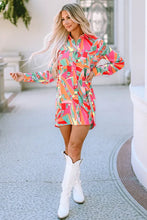 Load image into Gallery viewer, Multicolor Geometric Abstract Print Long Sleeve Shirt Dress
