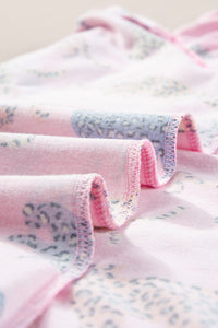 Online Pink Flower Print Short Sleeve High Waist Two Piece Shorts Set