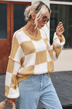 Load image into Gallery viewer, Online Rose Checkered Bishop Sleeve Sweater
