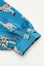 Load image into Gallery viewer, Online Blue Printed Zebra Pattern Pleated Shirt Tunic Dress
