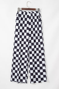 Online Green 2-Tone Checked Print High Waist Wide Leg Pants