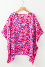 Load image into Gallery viewer, Online Pink Abstract Print V Neck Half Sleeve Loose Fit Tunic Blouse
