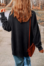 Load image into Gallery viewer, Black Drop Shoulder Ribbed Trim Oversized Sweatshirt
