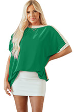 Load image into Gallery viewer, Online Rose Red Oversized Color Block Boat Neck Tunic Blouse
