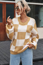 Load image into Gallery viewer, Online Rose Checkered Bishop Sleeve Sweater
