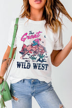 Load image into Gallery viewer, Online White The Great WILD WEST Rodeo Graphic Crew Neck T Shirt

