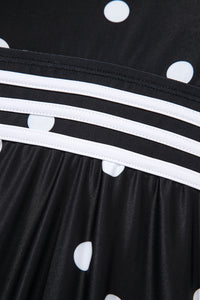 Online Black Polka Dot Trim V Neck Plus Size Swim Dress