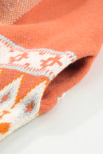 Load image into Gallery viewer, Online Orange Printed Aztec Print Open Front Knitted Cardigan
