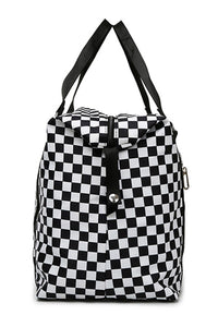 Online Black Checkered Print Large Capacity Tote Bag