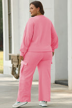 Load image into Gallery viewer, Online Sachet Pink Solid Color Patchwork Pullover Top and Cargo Pants Set
