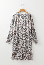 Load image into Gallery viewer, Gray Leopard Print V Neck Loose Fit Mini Dress
