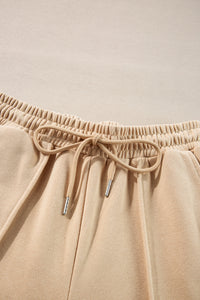 Online Black Solid Seamed Zipper Jacket and Drawstring Waist Pants Set