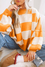 Load image into Gallery viewer, Online Rose Checkered Bishop Sleeve Sweater
