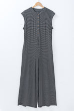 Load image into Gallery viewer, Online Black white Striped Print Buttoned Wide Leg Sleeveless Jumpsuit
