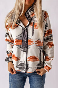 Online Multicolour Western Aztec Snap Buttoned Fleece Jacket