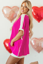 Load image into Gallery viewer, Online Rose Red Oversized Color Block Boat Neck Tunic Blouse
