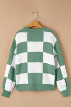 Load image into Gallery viewer, Online Rose Checkered Bishop Sleeve Sweater
