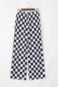 Online Green 2-Tone Checked Print High Waist Wide Leg Pants