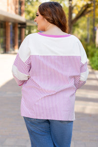 Online White Stripe Patchwork Bracelet Sleeve Plus Size T Shirt
