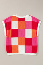 Load image into Gallery viewer, Grapefruit Orange Color Block Cap Sleeve Sweater
