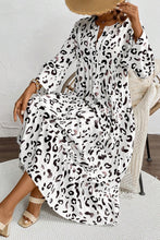 Load image into Gallery viewer, White Leopard Print Notch V Neck Loose Fit Maxi Dress
