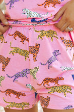Load image into Gallery viewer, Online Pink Flower Print Short Sleeve High Waist Two Piece Shorts Set
