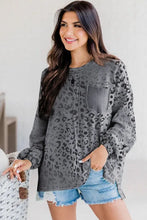 Load image into Gallery viewer, Gradient Leopard Print Waffle Knit Long Sleeve Top
