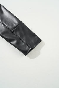 Online Black PU Leather Lapel Collar Zipper Jacket