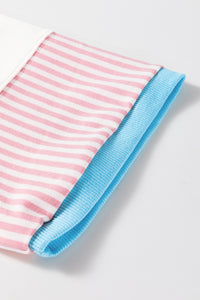 Online White Stripe Patchwork Bracelet Sleeve Plus Size T Shirt