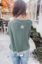 Load image into Gallery viewer, Online Mist Green Stars Patchwork Round Neck Plus Size T Shirt
