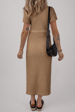 Load image into Gallery viewer, Online Buckskin Short Sleeve Textured Button Up Tie Waist Long Dress
