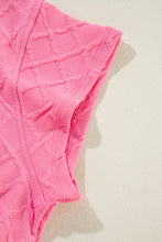 Load image into Gallery viewer, Online Sachet Pink Checkered Textured Tee and Drawstring Shorts
