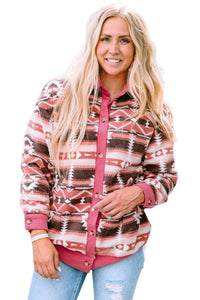 Online Pink Western Sherpa Textured Trim Jacket