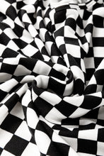 Load image into Gallery viewer, Online Black Checkered Print Side Slits O Neck Plus Size T Shirt
