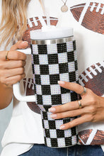 Load image into Gallery viewer, Online Blackish Green Full Rhinestone Checkerboard Handled Tumbler 40oz
