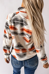 Online Multicolour Western Aztec Snap Buttoned Fleece Jacket