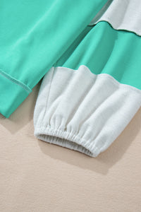 Online Aruba Blue Colorblock Patchwork Cross Seam Plus Sweatshirt