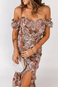 Off-the-shoulder Ruffle Floral Dress