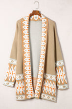 Load image into Gallery viewer, Online Orange Printed Aztec Print Open Front Knitted Cardigan
