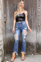 Load image into Gallery viewer, Sky Blue Distressed Holes Hollow-out Raw Hem Jeans
