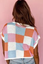 Load image into Gallery viewer, Grapefruit Orange Color Block Cap Sleeve Sweater
