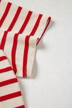 Load image into Gallery viewer, Online Red Stripe Lace-up Front Top and High Waist Shorts Set
