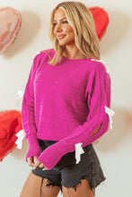 Load image into Gallery viewer, Online Rose Red Bow Knot Cut Out Round Neck Loose Sweater
