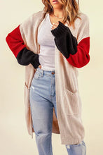 Load image into Gallery viewer, Aprciot Cotton-blend Pocketed Colorblock Cardigan
