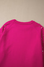 Load image into Gallery viewer, Online Strawberry Pink Pearled Decor Raglan Sleeve Plus Size Sweater
