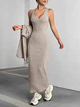 Load image into Gallery viewer, Online Ribbed Cropped Hooded Top and V-Neck Tank Dress Set
