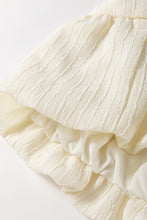 Load image into Gallery viewer, Online White Textured Bow Ties Front Bubble Hem Puff Short Sleeve Blouse

