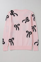 Load image into Gallery viewer, Online Light Pink Bow Pattern Knitted Loose Fit Sweater
