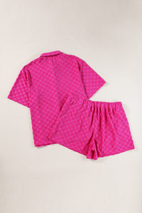 Online Peach Blossom Plus Size Checkered Terry Knit Short 2pcs Outfit